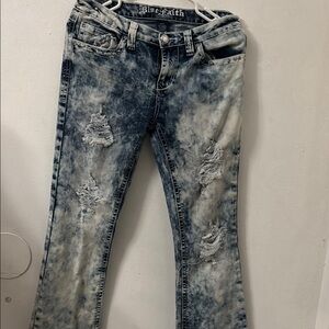 Distressed Black and Gray Women's Jeans